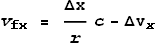 v_{\text{fx}} = \frac{\text{$\Delta $x}}{r}c-\text{$\Delta $v}_x